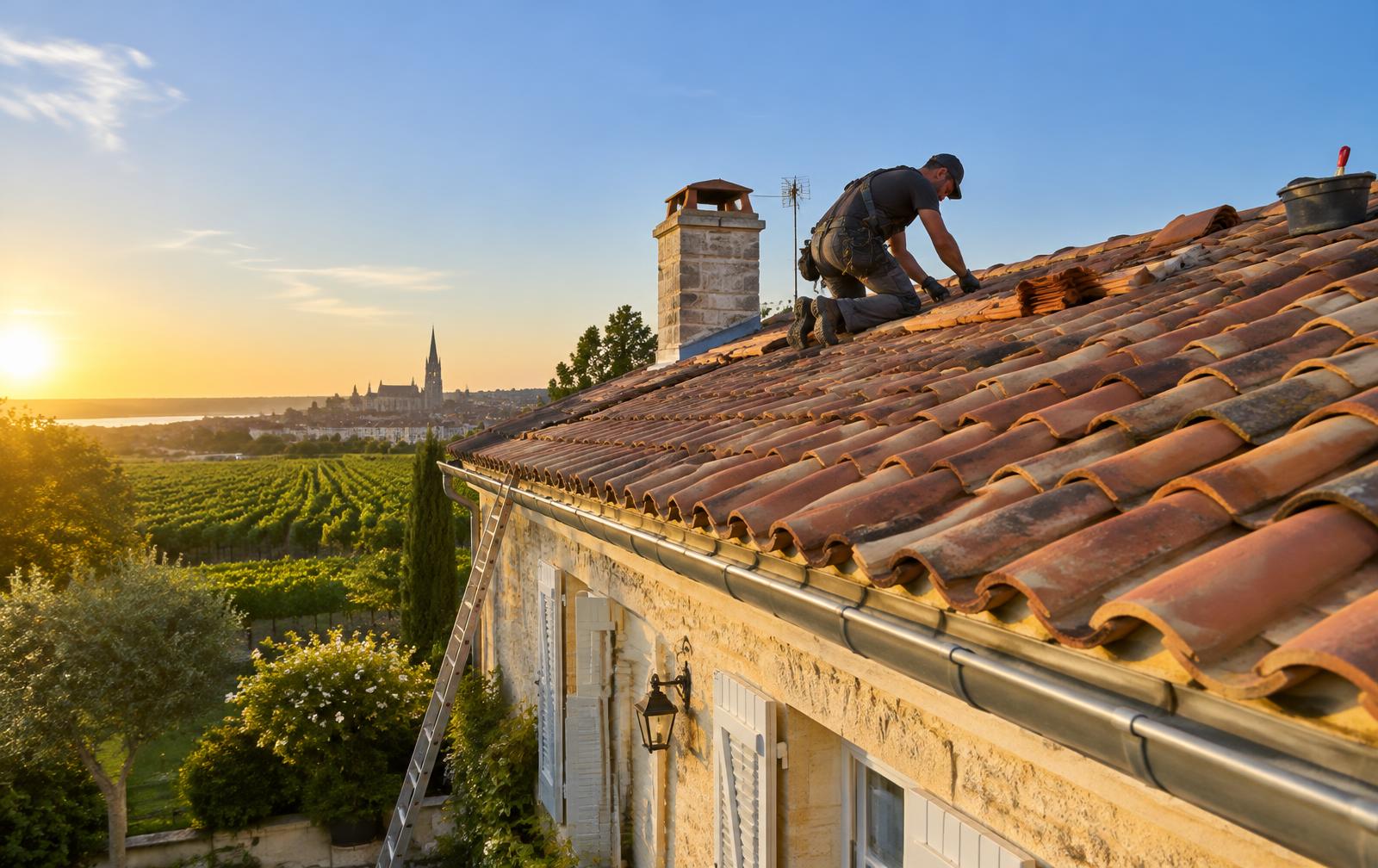 Couvreur Mérignac en intervention sur une toiture en tuiles